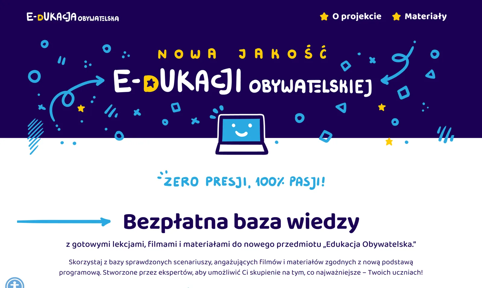 Górna część portalu e-Dukacja Obywatelska